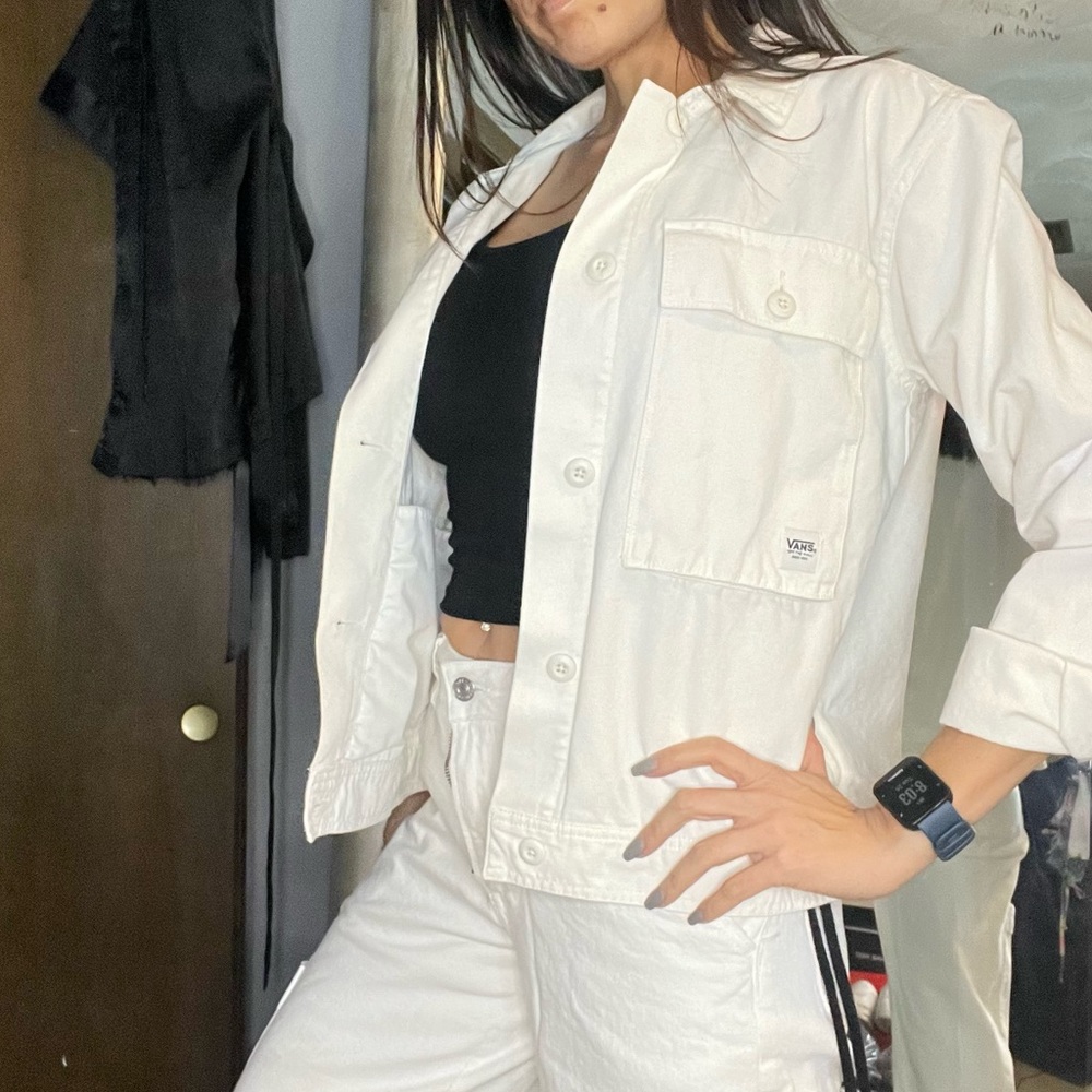 Vans off white jean jacket small